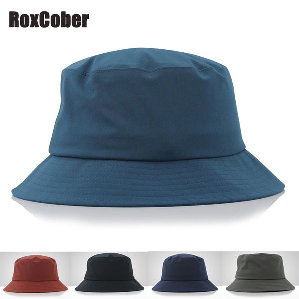 

roxcober men women bucket hats uv protection basin cap waterproof windproof travel fisherman hat sun hats casquette fishing hat t200104, Blue;gray