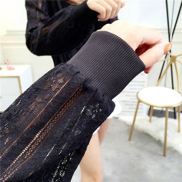 

new women flower lace hollow baseball jacket zipper coat cardigan long sleeves mv66, Black;brown