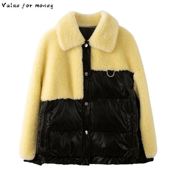 

winter autumn wool jacket women clothes 2021 korean vintage real fur coat female down coat sheep shearling fur zt4284, Black