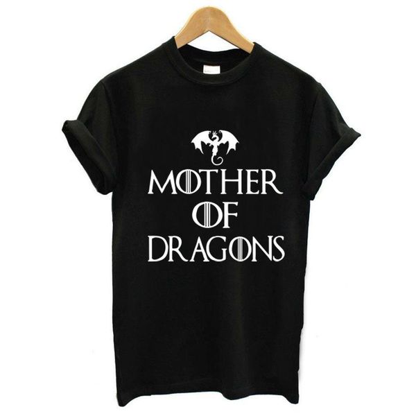 

mother of dragons letter print t shirt women short sleeve o neck loose tshirt 2021 summer women tee shirt camisetas mujer, White