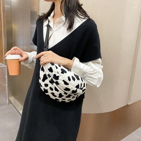 

waist bags plush bag women belt lovely cows crossbody chest pack casual girl phone small shoulder fanny hip bag1