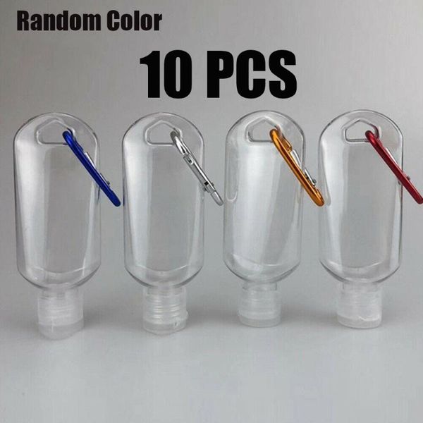 

30/60ml refillable bottle plastic carabiner hook bottle with container travel portable transparent hand soap
