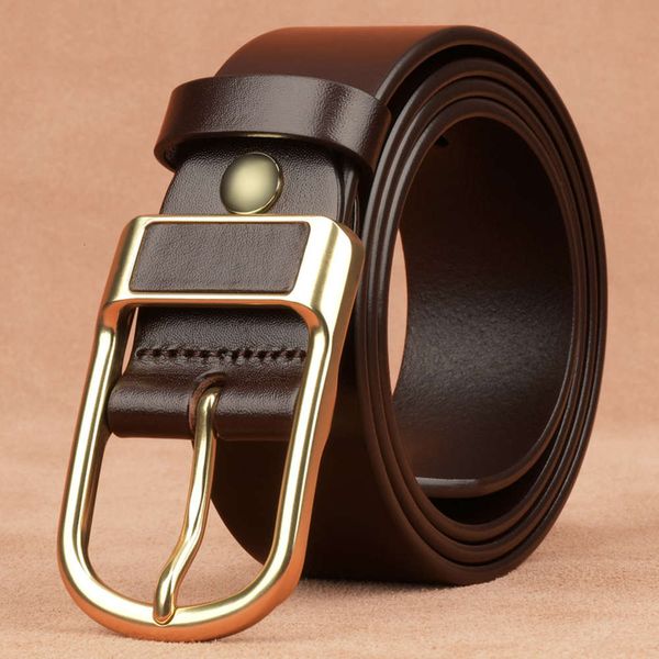 

pants belt, layer leather pin buckle, leisure young men's belt, Black;brown