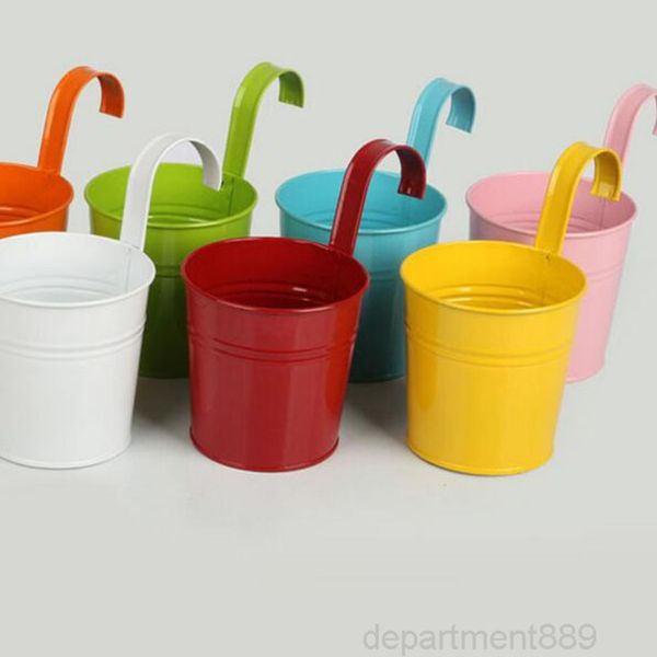 

a-new design 7pcs garden metal iron flower hanging balcony planter plant pot home decoration