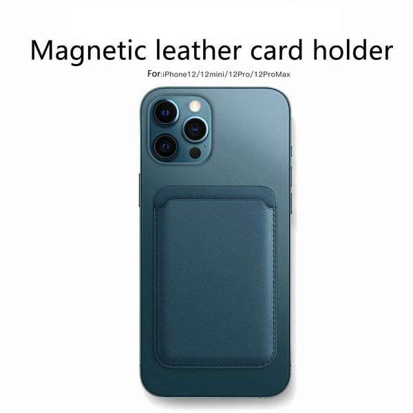 

2021 new magsafe leather card case back sticker card case for iphone 12 pro max 12 mini mag safe magnetic leather wallet card pocket case
