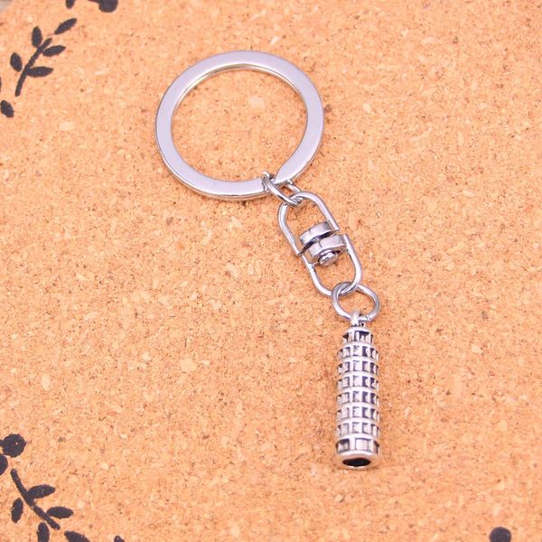 Fashion Keychain 25 * 7mm Torre inclinada de Pisa Itália Pingentes DIY Jóias Carro Chaveiro Chaveiro Suporte Suporte Lembrança Para Presente