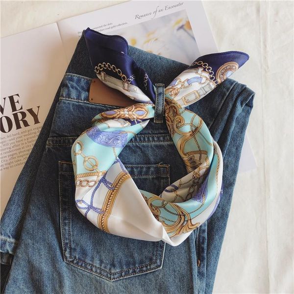 

scarves 100% real silk europe and america small korean-style fashion decoration scarf 53 square towel women's gift, Blue;gray
