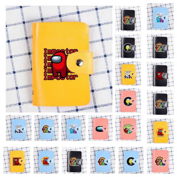 

41 styles game among us credit card holder wallet purses with slot holder wallets bus id cardcase new cartoon anime pu leather g12308, White