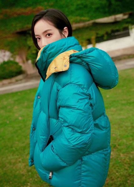 

new women winter jackets and coats fashion casual sleeve goose down coat female loose warm hooded parkas peacock blue, Black