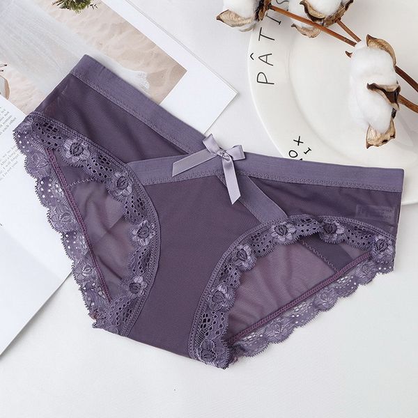 

laamei women underwear lingerie lace transparent panties tempting pretty briefs low waist women's underpants, Black;pink