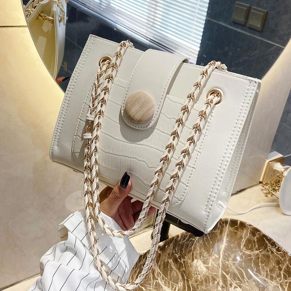 

cross body crocodile pattern square tote bag 2021 fashion high-quality pu leather women's designer handbag chain shoulder messenger
