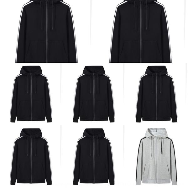 

youth three bar cotton men's casual loose cardigan hooded hoodie hoodiesweater hoodie spring and autumn sports hooded sweater pure cott, Black