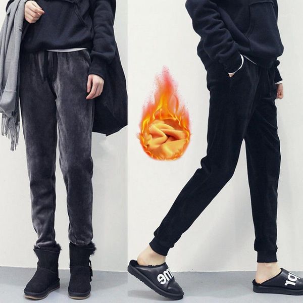 

double sherpa fleece jogger pants thicken tight high waist small trouser legs for autumn winter nyz shop1, Black;white