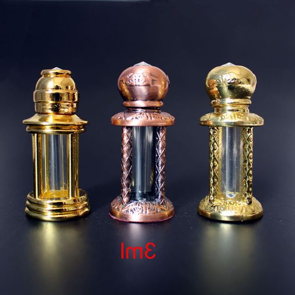 

glass perfume, alloy bottle for arabic essential oil, gold copper test bottle, 3 ml, 5 units