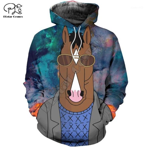 

men's hoodies & sweatshirts plstar cosmos animal horse cartoon funny casual tracksuit pullover 3dprint est zipper/hoodies/sweatshirt/, Black