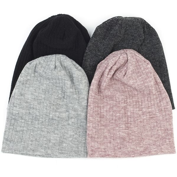 

charm wood spring winter autumn fashion solid color ribbed beanie hat cotton skull caps for adults woman man beanies warm y201024, Blue;gray