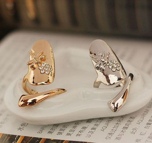 

dragonfly cute retro queen 10factory/lot design rhinestone exquisite plum snake gold/silver ring finger nail rings epack