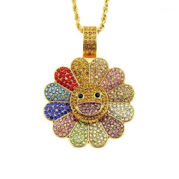 

takashi murakami can rotate sunflower europe and the united states set auger cool sunflower rotation pendant necklace1, Silver
