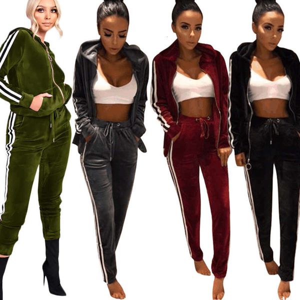 

autumn and winter leisure personality s3222 plush sports suit housewear women's four colors, Gray