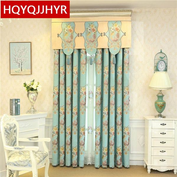 

curtain & drapes american style garden jacquard full shade curtains for living room window high-end custom blue villa bedroom