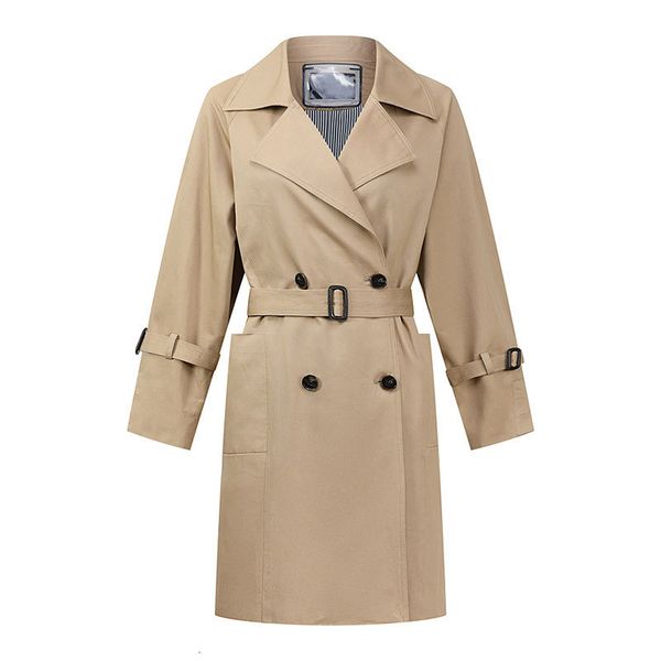

2021 new autumn fashion double breasted belt women coat trench streetwear chic windbreaker abrigo loose d26r, Tan;black