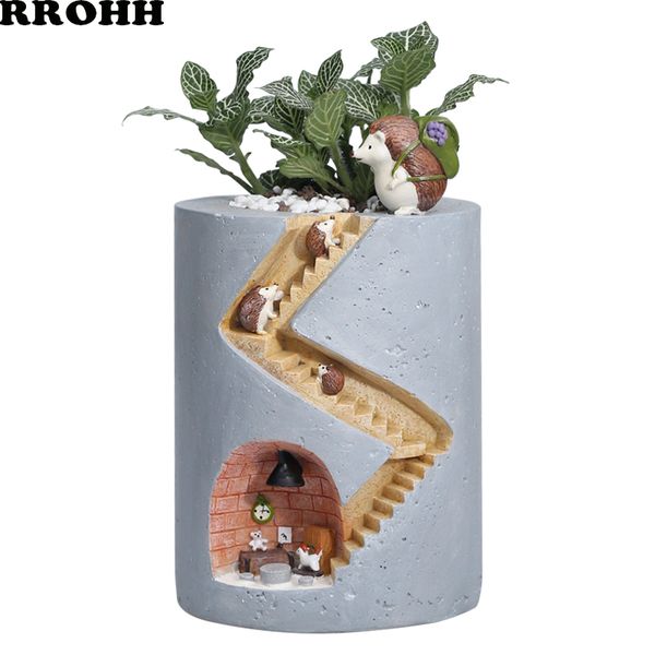 

creative cartoon animal hedgehog flower pot hydroponic succulent plant pot decoration personality micro landscape potted