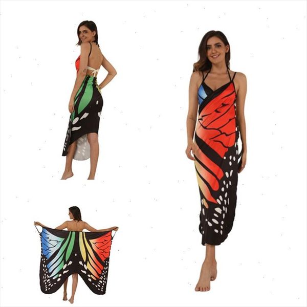 

print women dress sling becah wear dress sarong cover up warp pareo backless swimwear plus size s 5xl sundress, Black;gray