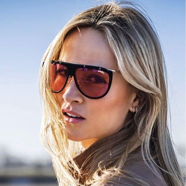 

aoze 2020 fashion style single steampunk rivets women's sunglasses gradient design brand women's oculos feminino uv, White;black