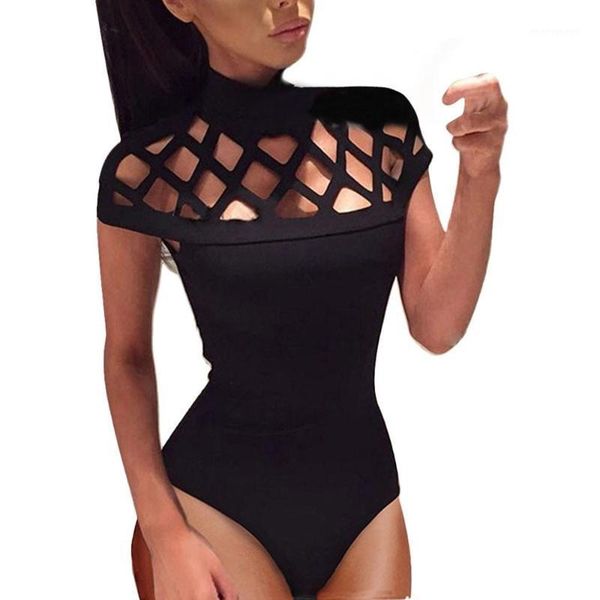 

women's jumpsuits & rompers winter women jumpsuit bodysuit body mujer hollow out costumes macacao feminino black streetwear plus size1, Black;white