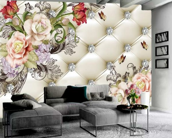 

p flower wallpaper 3d flowers diamond 3d wallpaper premium atmospheric interior decoration 3d mural wallpaper
