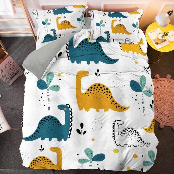 

comforter cover set dinosaur printed duvet for kids boys girls teens animal pattern soft microfiber bedding decor quil