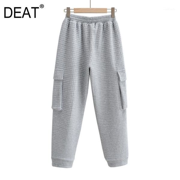 

deat] 2020 spring autumn new fashion women solid color high waist thickening temperament tooling style long pants 13u7121, Black;white
