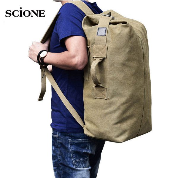 

men outdoor bacpkack luggage travel large army bucket bag multifunctional military canvas backpacks sports shoulder bags xa188wa 39