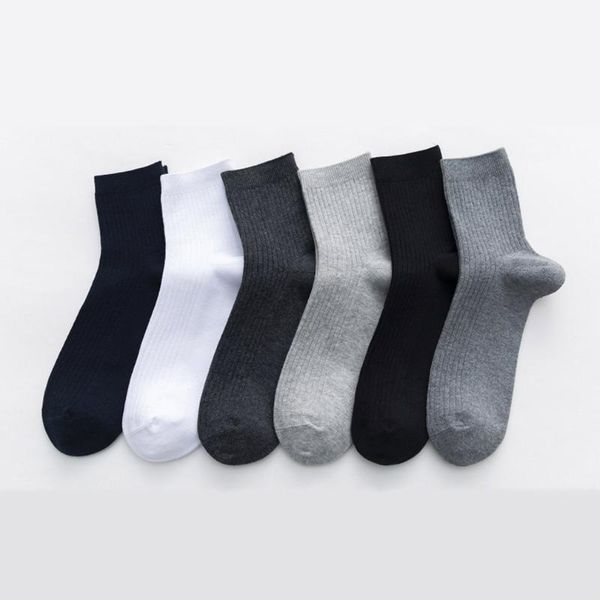 

6 pairs men socks sport business durable stitching solid sock male boy stretchy excellent quality meias sock eu 39-45 meias, Black