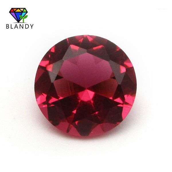 

rose red stone 3.0-14mm round shape machine cut rose red glass beads 6mm 8mm 10mm loose synthetic gems stone for jewelry1