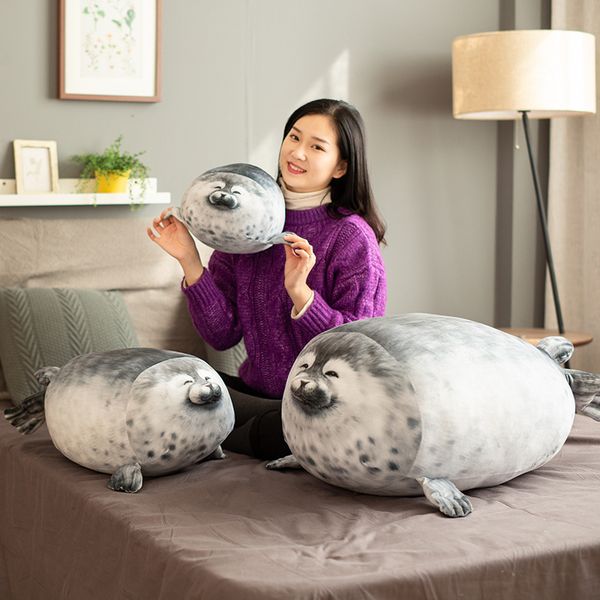 

3d printed seal plush toy soft stuffed sea animal seal doll toys for birthday gift lifelike seal stuffed hug pillow home decor y200623
