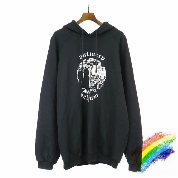 

2021fwss oversize vintage hoodie men women 1 pullovers sweatshirts, Black