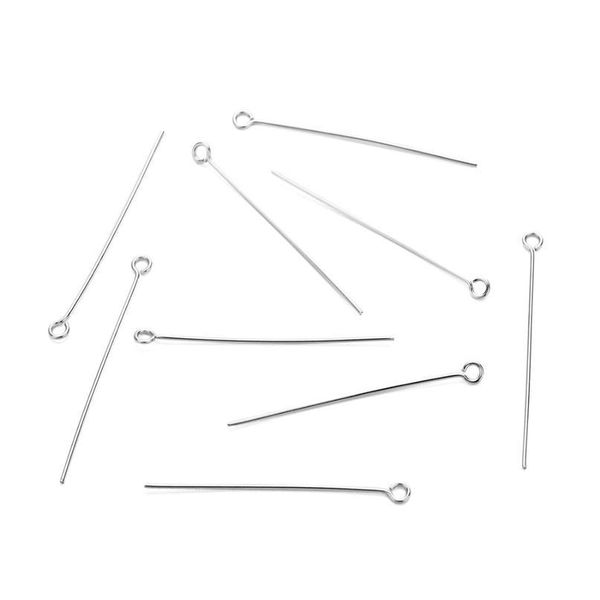 

xinyao 100pcs/lot head pins stainless steel 0.7mm dia head 30/40/50/60/70mm headpins accessories for diy jewelr jllmox, Silver