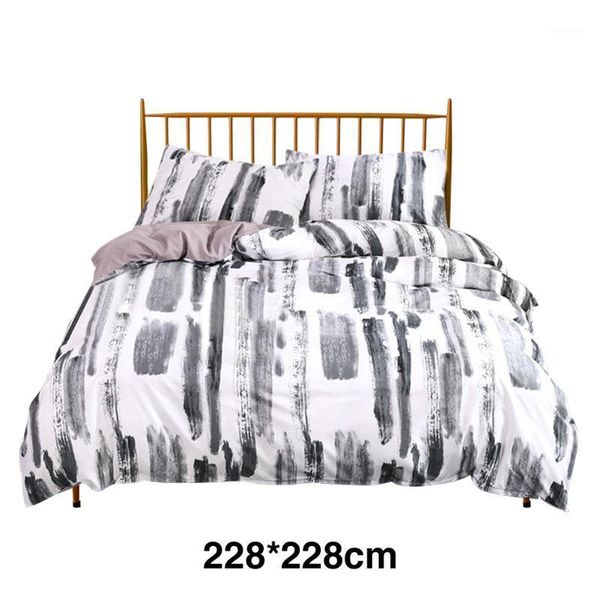 

3pcs soft pillow case thickened fashion printed with zipper closure washable comfortable home textile bedding duvet cover set1