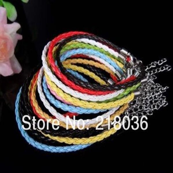 

leather braided vintage silver 3mm pu 100pcs charm bracelets good luck lobster clasp chain bracelet &bangle for women be