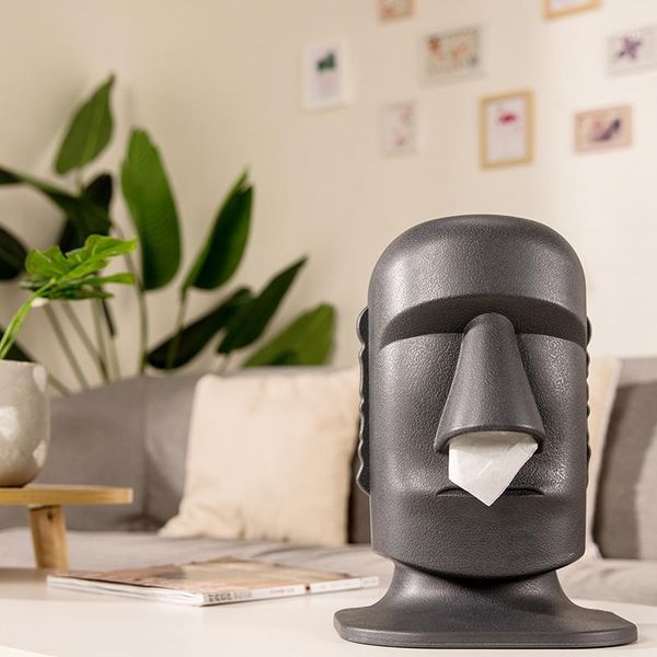 

creative tissue box easter island shape decoration tissue storage box drawing stone personalized household1