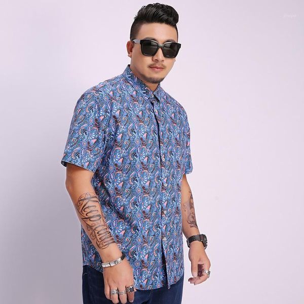 

new arrival fashion super large summer men printed shredded short sleeve shirt style casual shirts plus size 2xl 3xl4xl5xl-8xl1, White;black