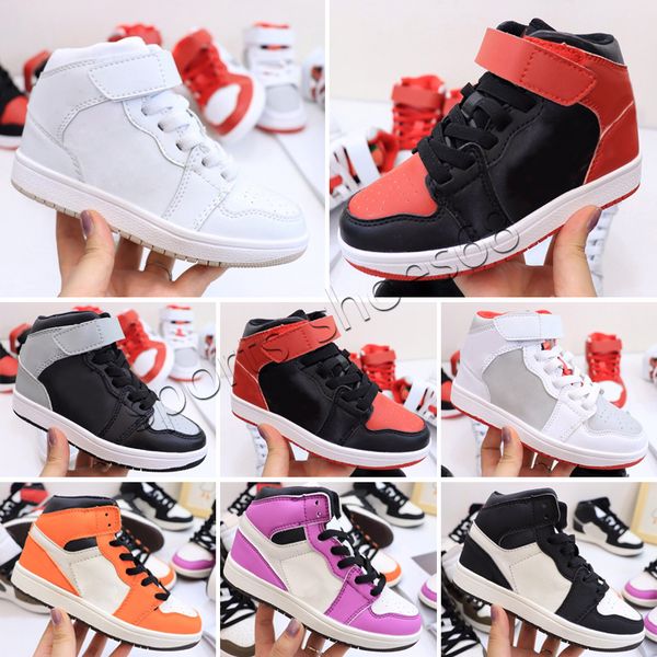 

2021 preschool jointly signed high og 1 youth kids basketball shoes chicago new born baby infant toddler trainers small boys girls sneake t1, White;red
