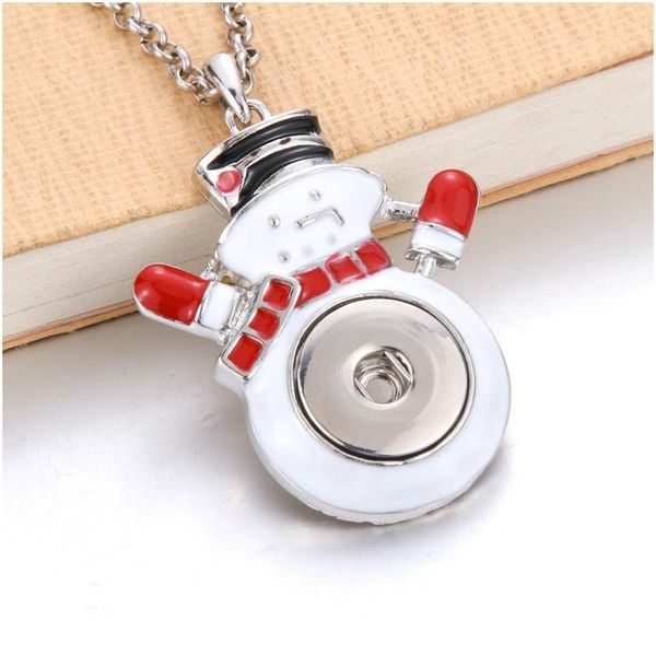 

new styles cute snowman 18mm snap button necklace christmas necklaces & pendants snap jewelry diy jewelry for w jllmsm, Silver