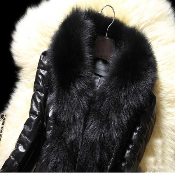 

aikooki women high end imitation mink big faux fur coats slim fit winter lady fashion warm jacket outerwear fashion fur coat1, Black