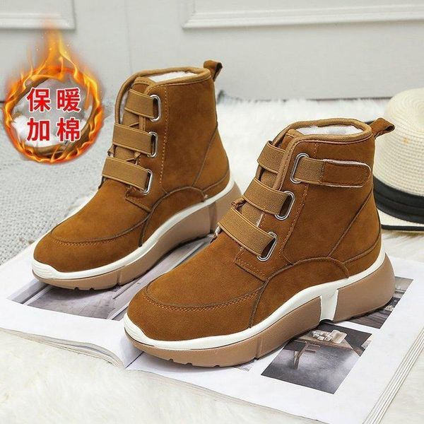 

boots 2021 ladies winter warm snow suede fashion sneakers short ankle b1014, Black