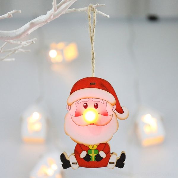 

j8tk9 new wooden decorative tree pendant led luminous santa claus snowman pendant whyji christmas decoration luminous ornament