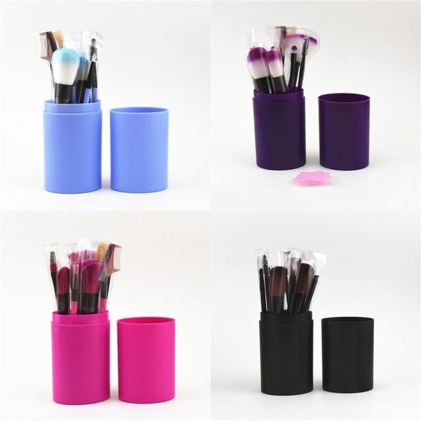 

makeup brush set plastic round shape barrel brushes artificial fiber bristles dust proof large capacity bucket cosmetic accessories 8xy b2