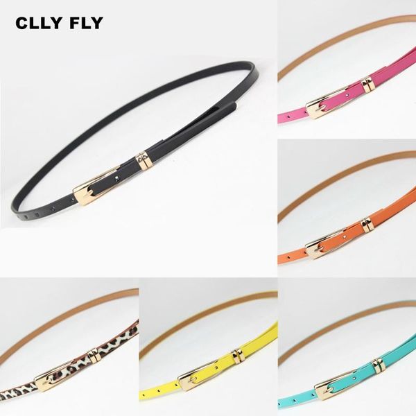 

candy color belts for women lady fashion thin skinny metal gold elastic buckle waistband belts dress decoration accessories, Black;brown