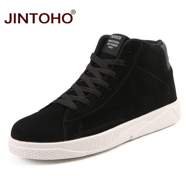 

jintoho fashion men winter shoes brand men casual leather boots pig suede rubber boots suede leather shoes male1, Black